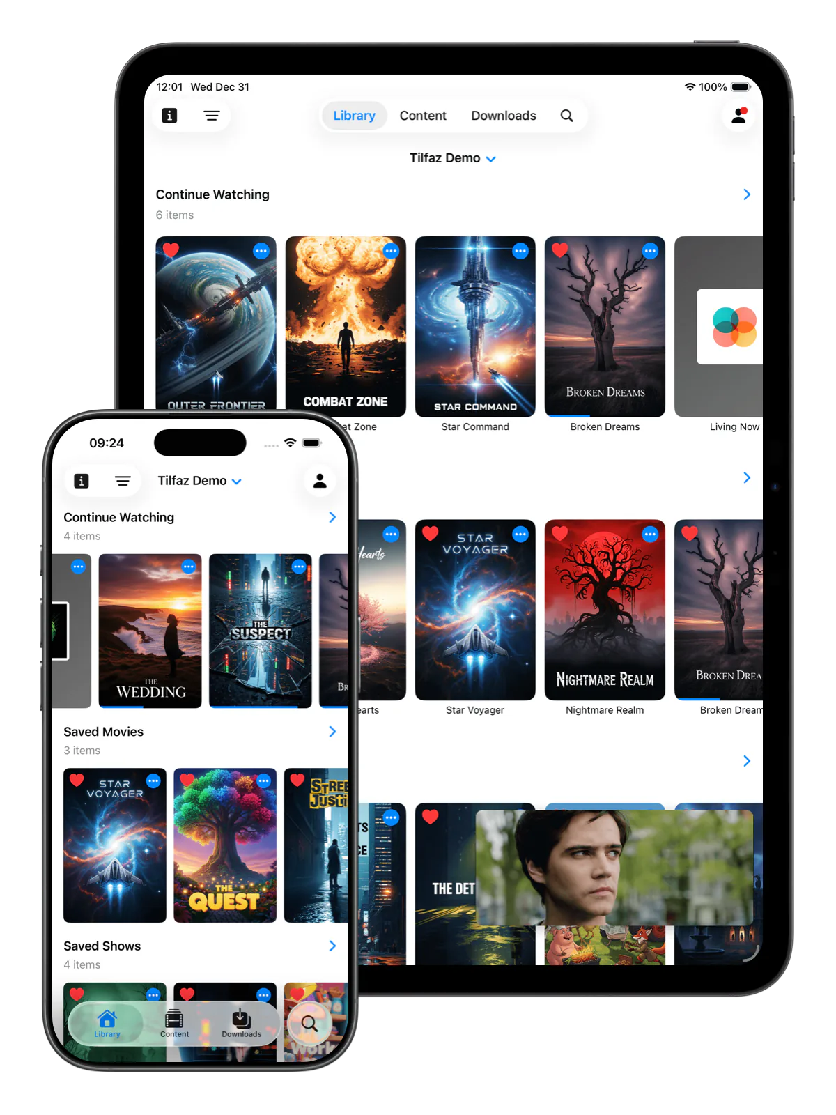 Library synced across iPhone and iPad